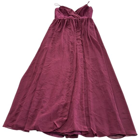 Hayley Paige Occasions Dresses & Skirts - Hayley Paige Occasions Dress Women 10 Burgundy Lace Chiffon Maxi Formal Gown USA